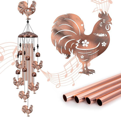 Chicken Wind Chimes for Outside, Rooster Wind Chime, Large Chicken Decor for Women Mom Grandma, Metal Rooster 40" Outdoor Windchimes for Lawn, Porch, Patio, Yard, Christmas