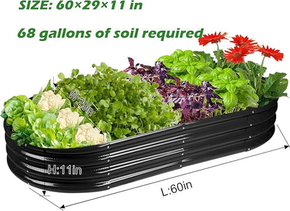 Raised Garden Bed Galvanized Planter Box Outdoor, Rot-Resistant Metal Garden Bed Planter for Vegetables Flower Herb (5- Black)