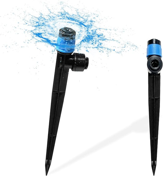 30PCS Push-to-Fit Drip Irrigation Emitters for 1/4 inch Irrigation Tubing, Adjustable 360 Degree Vortex Drip Emitters with Stake, Irrigation Dripper Sprinklers for Drip Irrigation System