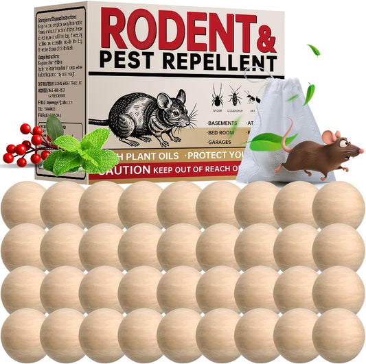 Mouse Repellent Balls 36 Pcs, Natural Peppermint Oil Rodent Deterrent for Mice, Rats & Squirrels – Safe Indoor & Outdoor Pest Control for Home, Garage, Garden, and Car