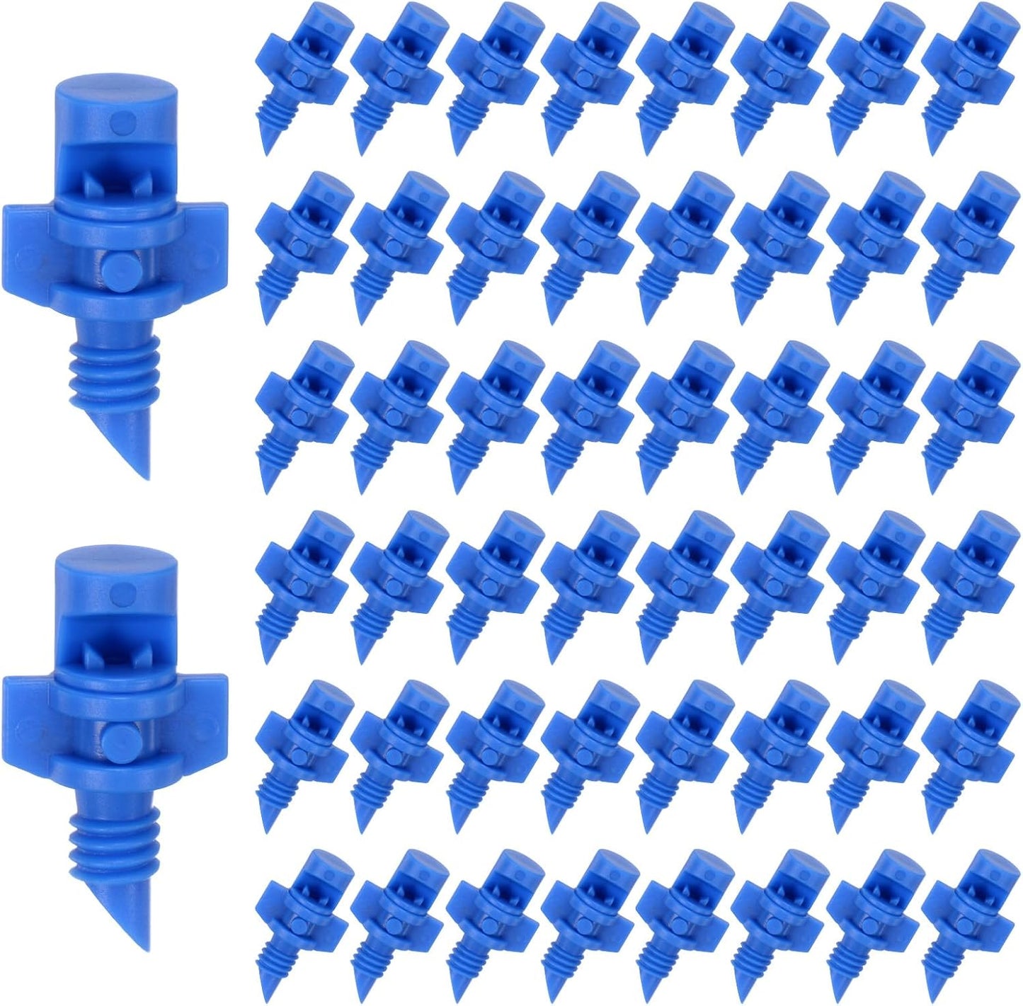 100-Pack Misting Nozzles, 90 Degree Irrigation Emitter Sprinklers for Garden/Plant/Lawn Water Irrigation System Barbed Refraction Atomizing Dripper [Blue]