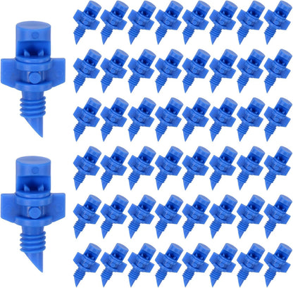 50-Pack Misting Nozzles, 90 Degree Irrigation Emitter Sprinklers for Garden/Plant/Lawn Water Irrigation System Barbed Refraction Atomizing Dripper [Blue]