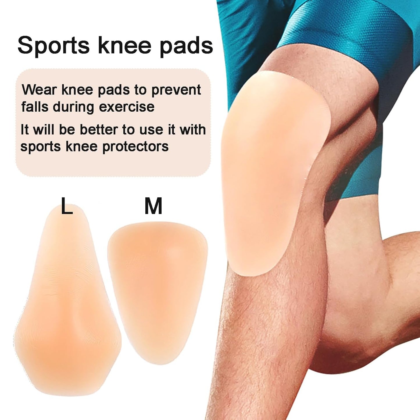 Silicone Knee Pads,Adhesive Knee Brace KneePad for Skiing Skating,Snowboarding,Ateboarding,Roller Skating,Rollerblading,Dancing,Unisex,Clear,M