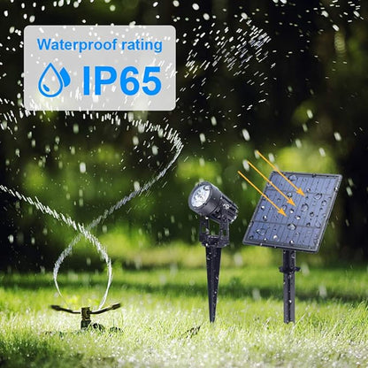 APONUO Metal Solar Spot Lights Outdoor with 9.8ft Cable Solar Powered Landscape Lighting Low Voltage IP65 Waterproof Auto On/Off for Outside Garden Yard Landscape Pathway Garage-Warm White(4-in-1)