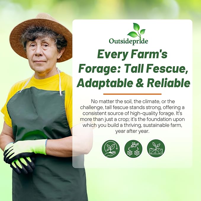 Outsidepride Forage Tall Fescue Grass Seeds - 25 lb. Perennial, Drought-Tolerant & Easy to Grow, Pasture Seeds for Planting Soft & Abundant Grass, Great for Grazing Livestock & Hay Production