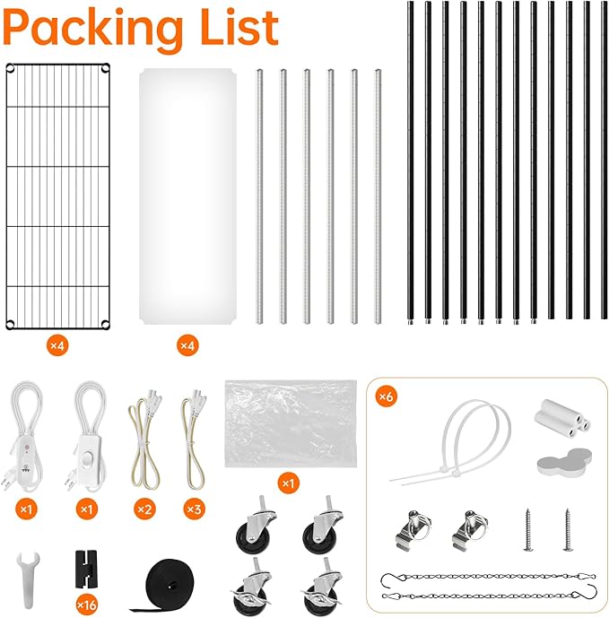 Bstrip Indoor Greenhouse with Grow Light, Tall Green House with 6 Pack T5 Full Spectrum Plant Lights with Timer, Plant Shelf with Tent for Indoor Plant, Seed Starting, Seed Tray, 35.4"x13.8"x70.8"