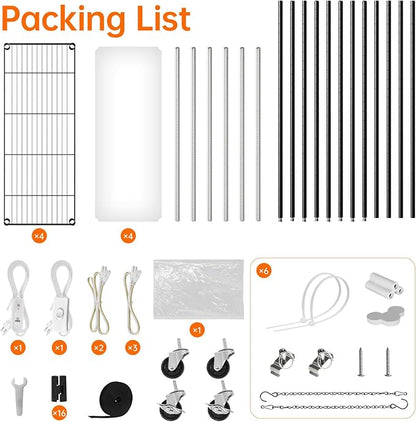 Bstrip Indoor Greenhouse with Grow Light, Tall Green House with 6 Pack T5 Full Spectrum Plant Lights with Timer, Plant Shelf with Tent for Indoor Plant, Seed Starting, Seed Tray, 35.4"x13.8"x70.8"