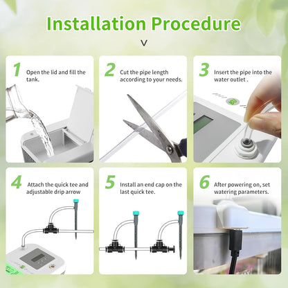 Indoor Drip Irrigation System with 2-Gallon Water Tank, Touch Night Light & Programmable Timer-Self-Watering Kit for 10 Potted Plants