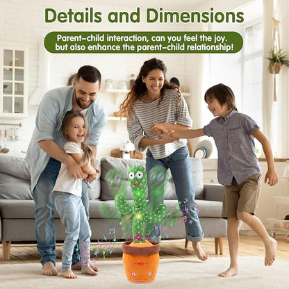 MIAODAM Dancing Talking Cactus Toy for Baby Toddler, Colorful Glowing Repeating What You Say, Singing Talking Toy 120 Pcs Songs for Baby Dancing Cactus Mimicking Toys