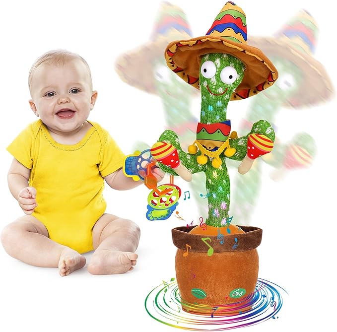 MIAODAM Talking Cactus Dancing Cactus Toy for Baby Toddler, Singing Plush Repeats What You Say for Kids with 60 English Songs Mimicking Toy for Baby Gift