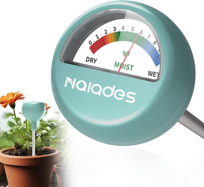 Naiades Soil Moisture Meter, Green Plant Water Monitor, Hygrometer Sensor for Gardening Farming, Indoor and Outdoor (No Battery Required)
