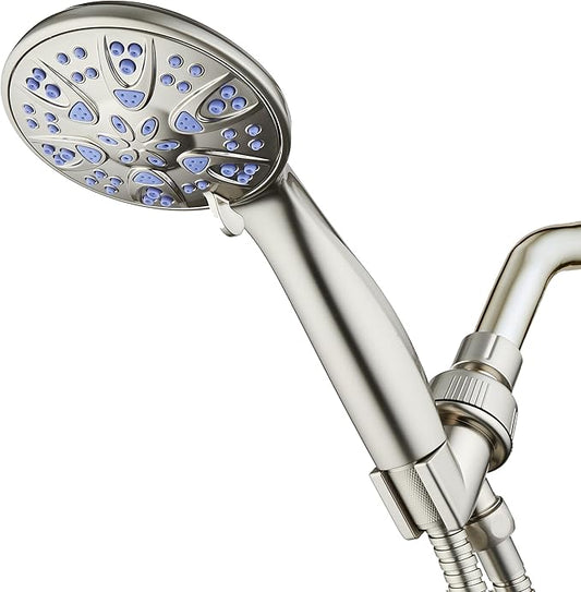 AquaDance Antimicrobial/Anti-Clog High-Pressure 6-setting Hand Shower with Nozzle Protection from Growth of Mold, Mildew & Bacteria for Stronger Shower! - Sunset Blue