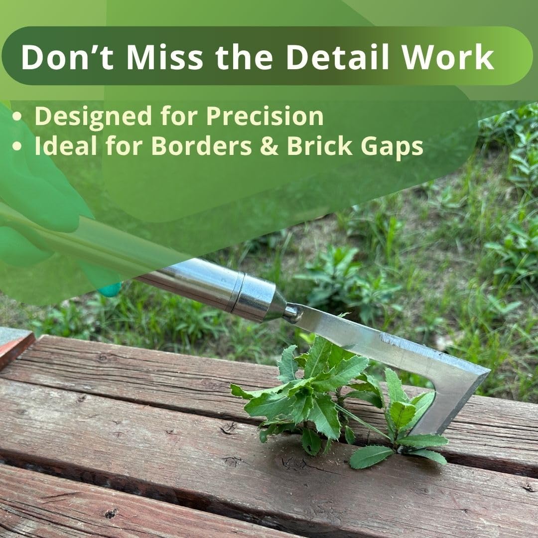 3-in-1 Stand Up Weeder Tool with Long Handle – Includes Edger Blade, Weeding Hoe & Root Remover – Manual Weed Puller for Lawn, Garden, Driveway & Sidewalk – Ergonomic & Detachable