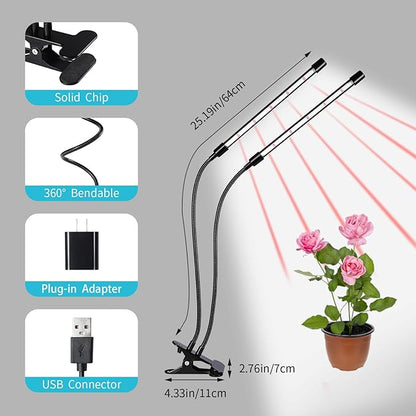 Grow Lights for Indoor Plants, 84LEDs Clip Plant Lights, Full Spectrum LED Plant Growing Lamps with FlexibleGooseneck4/8/12/18H Timer, 3 Spectral Modes, 10 Dimmable Levels (1 Pack)
