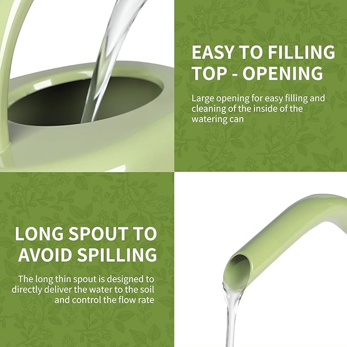 Watering Can, Stainless Steel Watering Can for Indoor & Outdoor Plants, 1L/35oz Long Spout Water Can with Handle, Rust-Proof Plant Watering Pot for House Plants, Garden Flowers