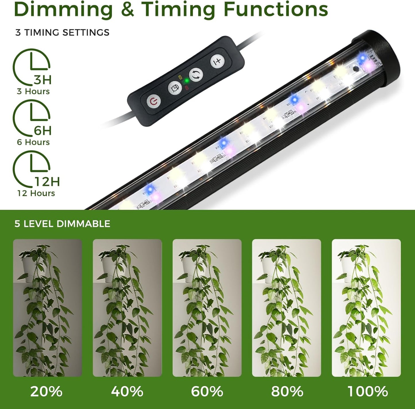 2PCS Grow Lights for Indoor Plants, 384 LEDs 42W Vertical Full Spectrum Grow Light 65 Inch Standing Grow Lights with Timer 3 Light Modes 5-Level Dimmable Wide Coverage