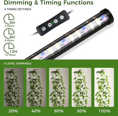 2PCS Grow Lights for Indoor Plants, 384 LEDs 42W Vertical Full Spectrum Grow Light 65 Inch Standing Grow Lights with Timer 3 Light Modes 5-Level Dimmable Wide Coverage