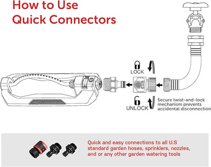 Eden 96215 Metal 2-Way Oscillating Sprinkler for Lawn and Garden w/Quick Connect Starter Set