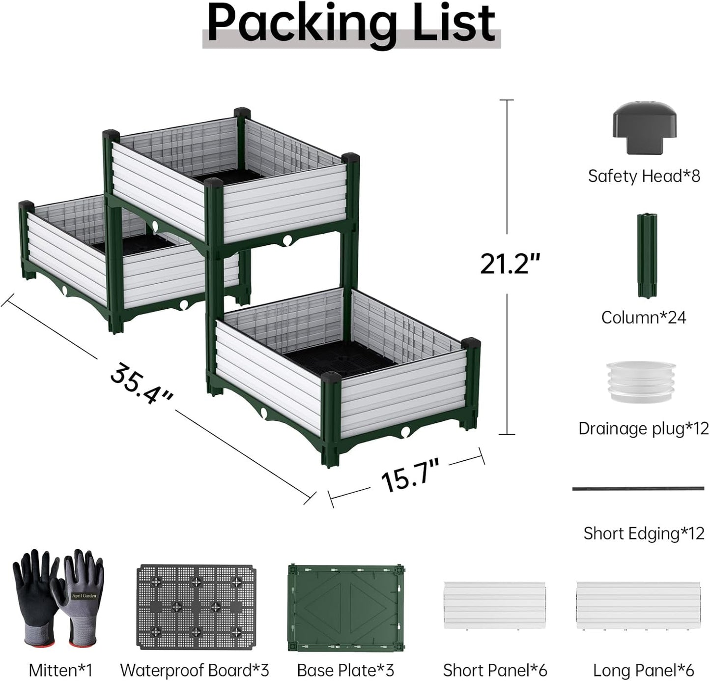 Planter Box Raised Garden Bed with Reinforced Support Rods, Drainage Grid, Multi-Combination Options for Vegetables, Flowers, and Herbs, Ideal for Balcony, and Patio Gardening