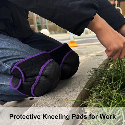 Gardening Knee Pads for Men/Woman, Adjustable Knee Pad for Washing Floors Cleaning House Kitchen, Comfortable Foam Knee Protector for Kneeling on Hard Floor, Soft Working Kneepads for Adult, Purple L (1 Pair)
