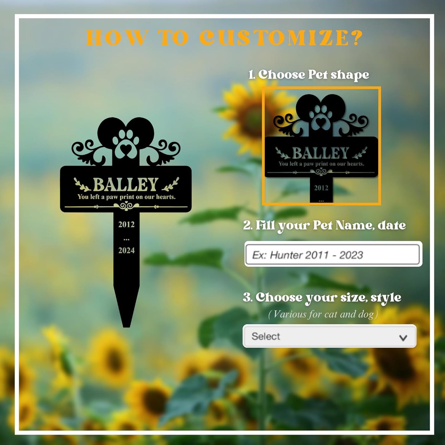 Custom Engraved Cat Grave Marker with Name and Dates | Durable Memorial Stone for Garden or Pet Cemetery | Beautiful Tribute for Cats | Weatherproof and Long-Lasting