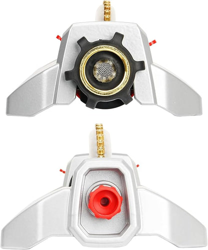 Eden 96218 Heavy Duty Turbo Oscillating Sprinkler, Covers Up to 3,700 sq. ft., 18 Brass Nozzles, Weighted Aluminum Base, Adjustable Range, Quick Connect Bundle, Silver, Red, Black