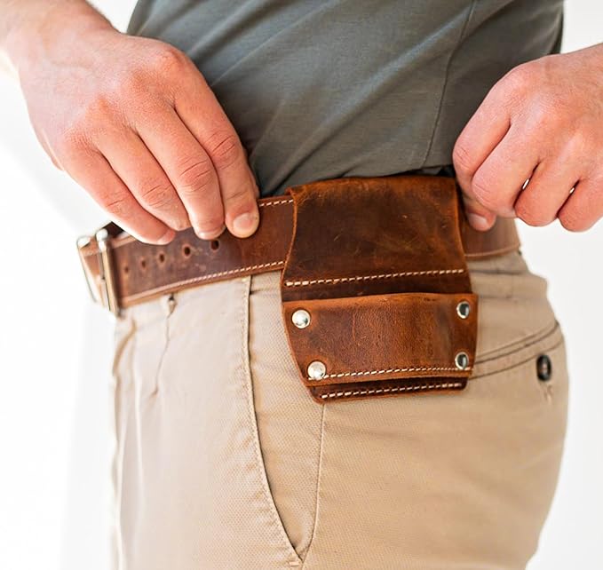 Garden Florist Tool Belt for Men | Leather Tool Belt for Women | Handmade Belt for Gardener, Electrician, and Carpenter | Leather Florist Belt (Brown CrazyHorse) (Brown with engraving, one size)