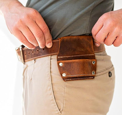 Garden Florist Tool Belt for Men | Leather Tool Belt for Women | Handmade Belt for Gardener, Electrician, and Carpenter | Leather Florist Belt (Brown CrazyHorse) (Brown crazy-horse, one size)