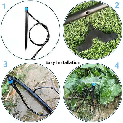 50 Pack Drip Irrigation Emitters Adjustable Irrigation Dripper 360 Degree Full Circle Pattern Water Flow Bubbler with Stake for 1/4 inch Irrigation Hose for Garden Greenhouse