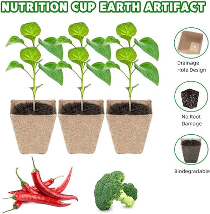 120 Packs Starter Plant pots, 3.2 inch Seedling Plant Pot Kit for Garden Nursery Seed Starter, Plant Garden Germination Pot with 20 Plant Labels and 2 Transplant Tools