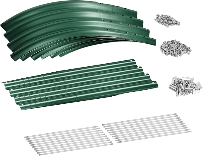 Land Guard 8×2×1ft Galvanized Raised Garden Bed Kit, 108 Gallon Capacity Raised Garden Boxes Outdoor, Oval Metal Raised Garden Beds for Vegetables, Forest Green (with 10 Connecting rods)
