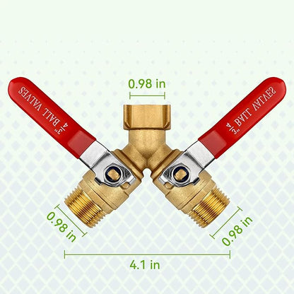 Heavy-Duty Dual-Port Garden Hose Splitter, 304 Stainless Steel Long-Handle Outdoor Full-Flow Hose Manifold, Y-Style Valve with 3/4-Inch GHT Threads