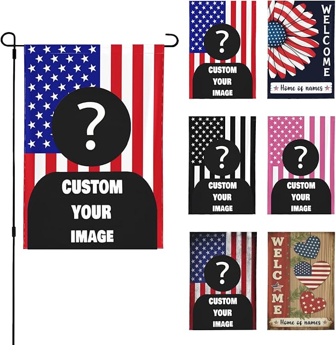 Custom American Garden Flag for Outdoor Personalized American Yard Flags Decor Customized Flag Add Your Own Picture/Text House Lawn Banner Double Sided Home Wall Decoration 12.5x18 28x40