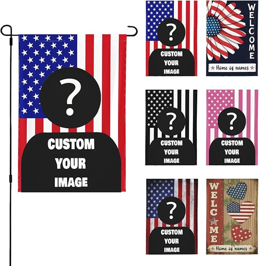Custom American Garden Flag for Outdoor Personalized American Yard Flags Decor Customized Flag Add Your Own Picture/Text House Lawn Banner Double Sided Home Wall Decoration 12.5x18 28x40