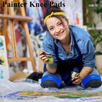 Gardening Knee Pads for Women & Men with Adjustable Non-Slip Straps — Perfect Foam Knee Pad for work, Garden, Yard, Mechanic, Womens Knee Pads for Cleaning Floors or Soft Kneeling Pads, Blue L (1 Pair)