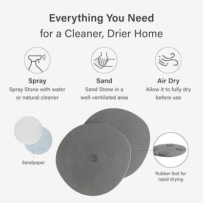 Dorai Stone Plant Pot Saucer – 2 Large Diatomite Water-Catching Trays for Indoor Plants