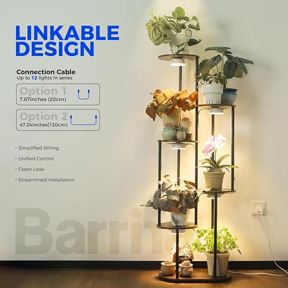 Barrina Orbgrow OG09 Puck Grow Light with Timer, 660nm Red LEDs 36W(4 x 9W, 540 Watt Equiv), Full Spectrum Plant Light for Indoor Plant, Magnetic & Linkable, 5 Levels Dimmable for Plant Shelf, 4 Packs