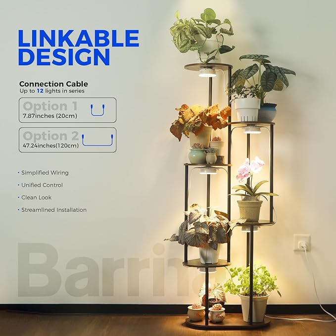 Barrina Orbgrow OG09 Puck Grow Light with Timer, 660nm Red LEDs 54W(6 x 9W, 810 Watt Equiv), Full Spectrum Plant Light for Indoor Plant, Magnetic & Linkable, 5 Levels Dimmable for Plant Shelf, 6 Packs