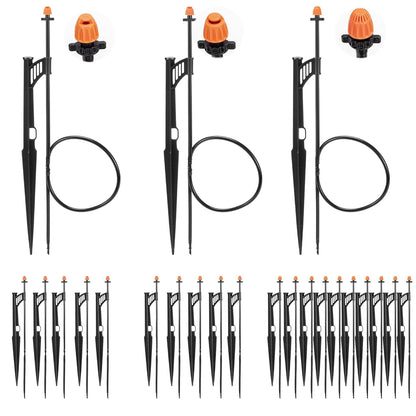 20 Sets 90/180/360 Degree Irrigation Sprinkler Heads with Stake, Drip Micro Spray Emitters with 1/4" Irrigation Tubing on Riser Stake,Micro Spray Sprinkler Stake Assembly for Garden Watering System