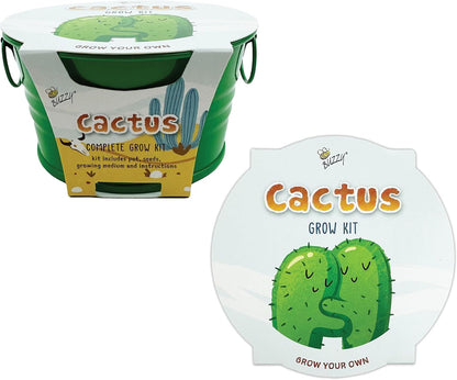 Buzzy Seeds Kid's Cactus Mini Basin Grow Kit | Green Painted Basin | Guaranteed to Grow | Fun Indoor-Outdoor Gardening Gift for Kids