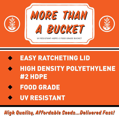 Mountain Valley Seed Company 5 Gallon Gardening Bucket with Ratcheting Lid - HDPE, Food Grade, BPA Free