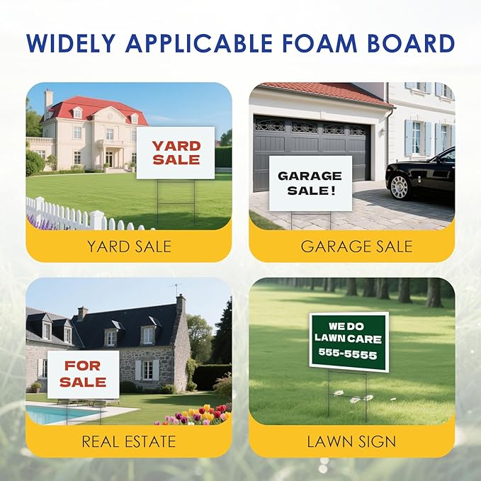 WENWELL Large Blank Yard Signs with Stakes 24" x 36 ",Poster Board for Estate Garage Sale,Party,Birthday,Wedding,Campaign,Parking Corrugated Plastic Sheet,10 Pack