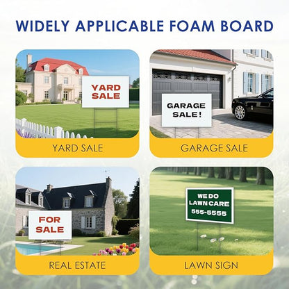 WENWELL Large Blank Yard Signs with Stakes 24" x 36 ",Poster Board for Estate Garage Sale,Party,Birthday,Wedding,Campaign,Parking Corrugated Plastic Sheet,10 Pack
