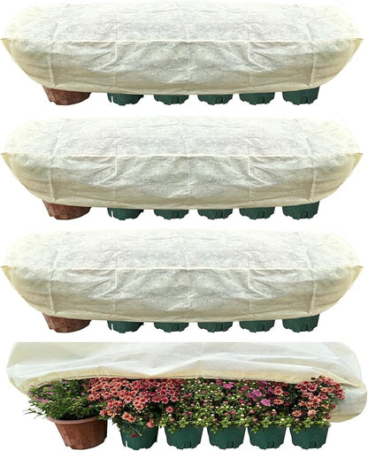 Plant Frost Cover, Rectangular Planter Plant Winter Frost Blanket, Plant Frost Tree Cover Bag with Zip Drawstring, Reusable Frost Fabric for Outdoor Plants 4 Pack (68.8x17.7x15.7INCH)