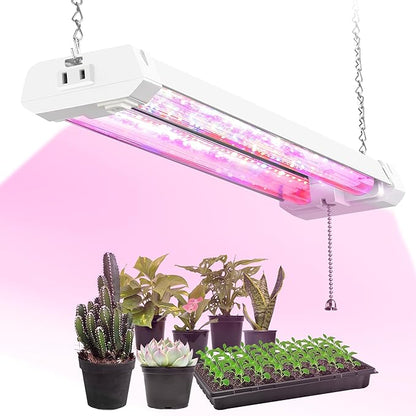 Hlite16inch Adjustable Full Spectrum Plant Growing Lamps- Linkable Grow Lights for Indoor Plants Plug and Hanging Design with On/Off Switch Hanging Grow Light from Seedling to Flowering,White
