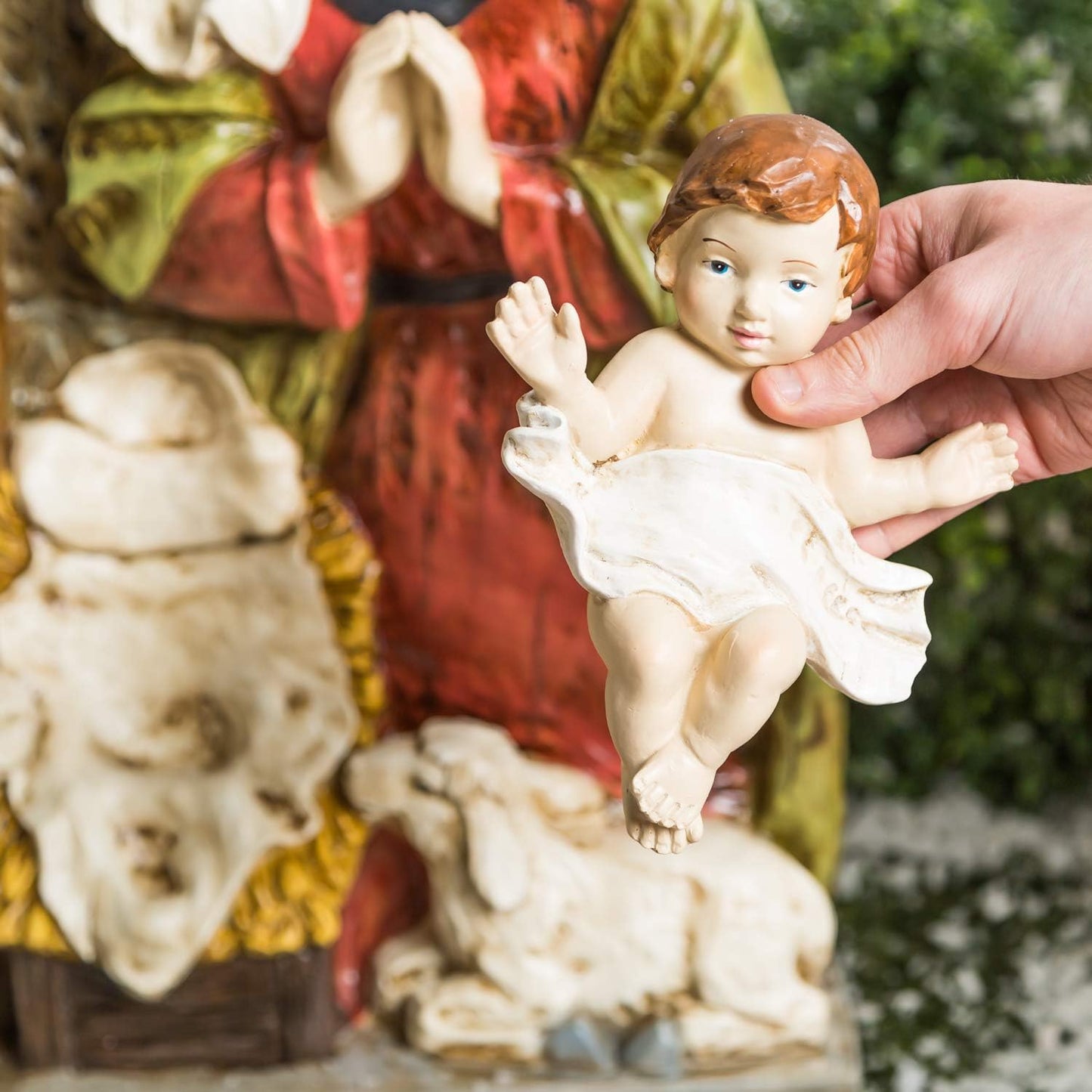 Holy Family Nativity Scene for Christmas Indoor and Outdoor Statue | 32 inches tall | Set with 3 Pieces Mary Joseph and Removable Baby Jesus | Religious Decorations Holiday Collection and Gifts