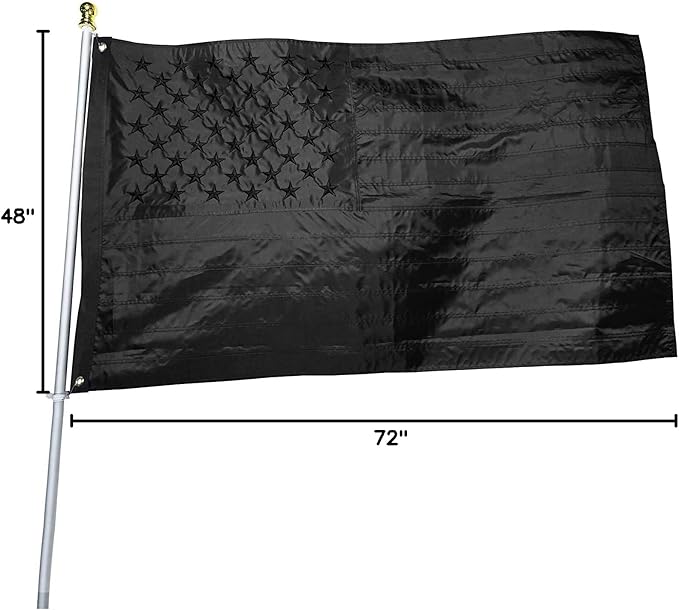 Black American Flag 4x6 ft: Heavy Duty US Flag Made from Nylon - Embroidered Stars - Sewn Stripes - UV Protection Perfect for Outdoors! (Not Include Pole)