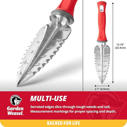 Garden Weasel Multi-Use Transplanter | Dig, Cultivate, Plant, Weed | Planting and Gardening Hand Digging Tool, Heavy Duty Trowel, Mini Gardening Shovel | 91360