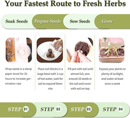 5 Herb Garden Planter Indoor with Wooden Box, Home Kitchen Seed Starter Kit Including Basil, Thyme, Parsley, Rosemary, Mint, Birthday, Mothers Day, House Warming, Gardening Gifts for Women, Mom