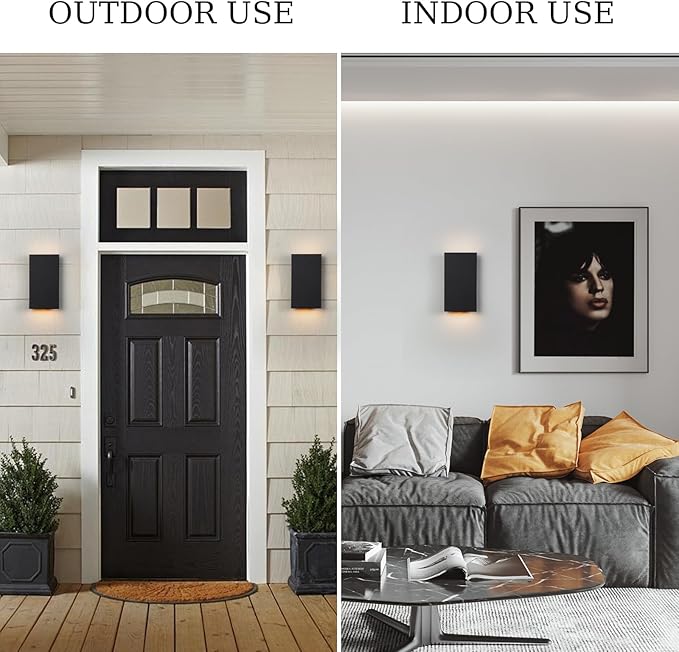 Modern Outdoor Wall Light Black Up and Down Lights Outdoor 10" LED Exterior Lighting Fixtures for House, Porch Outside Lights for Entryway Front Door Patio Garage (10W, 3000K/4500K/6000K)
